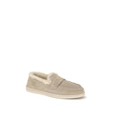 Mocasines beige de cuero sin cordones