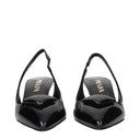 Black Leather Mid Heel Pumps