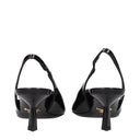 Black Leather Mid Heel Pumps