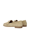 Beige Leather Slip-On Loafers