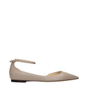 Graue Leder-Ballerinas