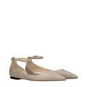 Graue Leder-Ballerinas