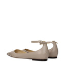 Graue Leder-Ballerinas