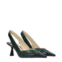 Scarpins verdes de couro com salto alto