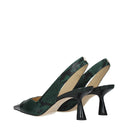 Scarpins verdes de couro com salto alto