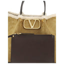 Borsa a spalla in pelle beige