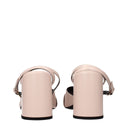 Sandali con zeppa in pelle rosa