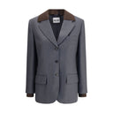 Blazer de lana gris de forro polar