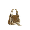 Beigefarbene Lederhandtasche