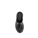 Black Leather Mules