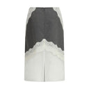 Gray Polyester Midi Skirt