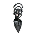 Black Calfskin Mid Heel Pumps