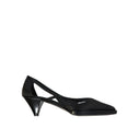 Black Silk Mid Heel Pumps