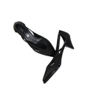 Black Silk Mid Heel Pumps