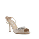 Beige Silk Stiletto Heel Sandals