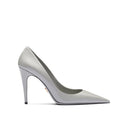 Gray Leather High Heel Pumps