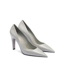 Gray Leather High Heel Pumps