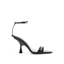 Black Silk Stiletto Heel Sandals