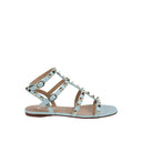 Blue Calfskin Strap-On Sandals