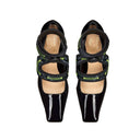 Black Calfskin Mid Heel Pumps