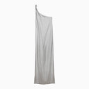 Vestido longo de seda cinza prateado LouLou De Saison Adela