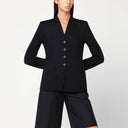 Harris Wharf London schwarze einreihige Jacke aus reiner Wolle