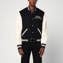 Chaqueta bomber de mezcla de lana negra/marfil AMIRI