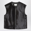 LouLou De Saison Brown Ampas vest in pony-effect leather