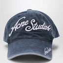 Acne Studios Blue washed-effect baseball cap with logo