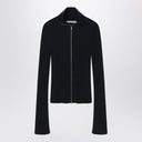 Acne Studios Black ribbed zip cardigan