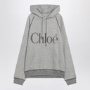 Chloé grauer Kapuzenpullover mit Logo