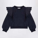 Chloé marineblaues Baumwoll-Sweatshirt mit Rüschen