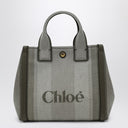 Chloé Carry Small tote bag in dark green striped canvas