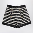 Balmain Black/white striped shorts with sequins