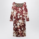 Vestido de cetim bordô Dolce & Gabbana com estampa floral Dolce&Gabbana