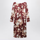 Vestido de cetim bordô Dolce & Gabbana com estampa floral Dolce&Gabbana