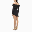 Alessandra Rich Blue silk minidress with white polka dots