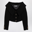 Alessandra Rich Black Off Shoulder Jacket in Wool