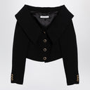 Alessandra Rich Black Off Shoulder Jacket in Wool