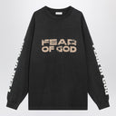 Maglione nero effetto slavato Fear of God con stampe del logo