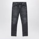 Balmain Grey washed slim biker jeans