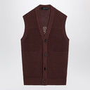 Tagliatore Brown perforated cotton vest