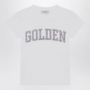 Golden Goose White T-shirt with Glitter Logo