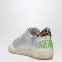 Tênis Golden Goose Ballstar prata/vermelho/onça