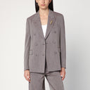 Golden Goose hellbraune zweireihige Jacke aus Chevron-Wollmischung