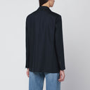 Blazer Golden Goose azul com risca de giz, abotoamento simples, em lã
