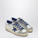 Zapatilla Golden Goose Super-Star en cuero azul y ante hielo