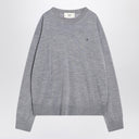 Ami Paris Gray Ami De Coeur sweater in wool and silk