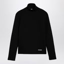 Jil Sander Black turtleneck sweater with logo patch
