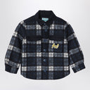 KENZO Navy blue chequered shirt in wool blend